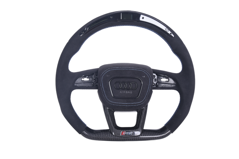 Lenkrad Audi Q3 Q8 RS4 RS5 RS6 Leder Alcantara LED - Vorderansicht - Becquet Voiture