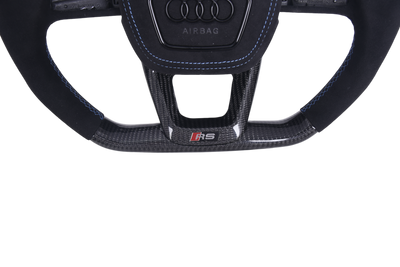 Volant Audi Q3 Q8 RS4 RS5 RS6 Cuir Alcantara LED - vue de trois-quarts - Becquet Voiture