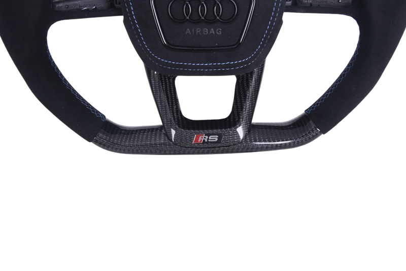 Lenkrad Audi Q3 Q8 RS4 RS5 RS6 Leder Alcantara LED - Dreiviertelansicht - Becquet Voiture