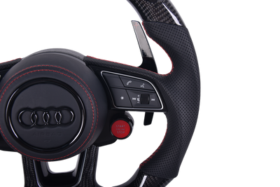 Volant Audi RS3 A3 S3 A4 A5 8Y Carbone Cuir V4 - packshot studio - Becquet Voiture