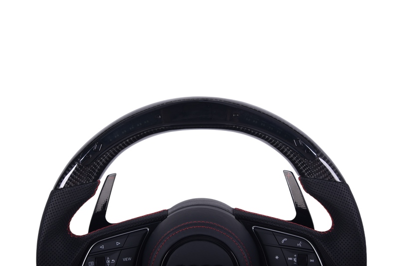 Volant Audi RS3 A3 S3 A4 A5 8Y Carbone Cuir V4 - vue arrière - Becquet Voiture
