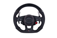 Volant Audi RS3 A3 S3 A4 A5 8Y Carbone Cuir V4 - vue de face - Becquet Voiture