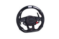 Volant Audi RS3 A3 S3 A4 A5 8Y Carbone Cuir V4 - vue de profil - Becquet Voiture