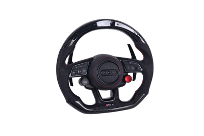 Volant Audi RS3 A3 S3 A4 A5 8Y Carbone Cuir V4 - vue de profil - Becquet Voiture
