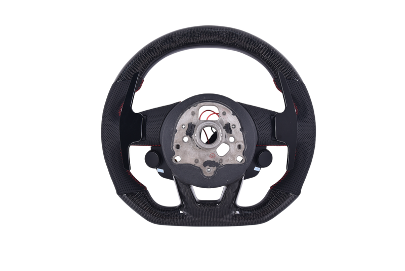 Volant Audi RS3 A3 S3 A4 A5 8Y Carbone Cuir V4 - vue rapprochée - Becquet Voiture