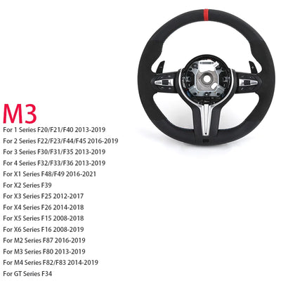 Volant BMW M Sport F10 F20 F22 F30 F32 F01 Microsuède - vue arrière 2 - Becquet Voiture