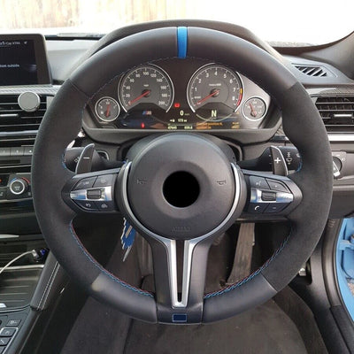 Volant BMW M Sport F10 F20 F22 F30 F32 F01 Microsuède - vue arrière - Becquet Voiture