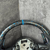 Volant Carbone Forgé Bleu BMW F30 F10 F20 E90 - installé sur véhicule - Becquet Voiture
