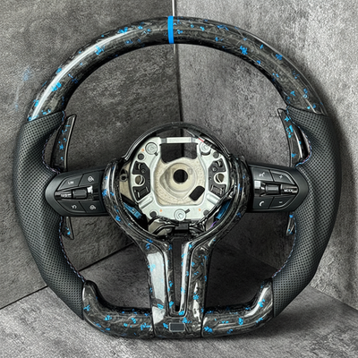 Volant Carbone Forgé Bleu BMW F30 F10 F20 E90 - vue de face - Becquet Voiture