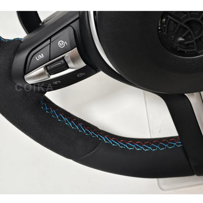 Volant Cuir Alcantara BMW Série F F30 F10 M3 M5 - vue de trois-quarts - Becquet Voiture