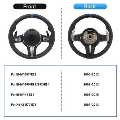 Volant Cuir Alcantara BMW Série F F30 F10 M3 M5 - vue rapprochée - Becquet Voiture