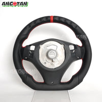 Volant Cuir BMW E90 E92 E93 M3 Fond Plat 2005-2012 - vue de trois-quarts - Becquet Voiture