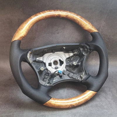 Volant Cuir Bois Mercedes CL55 AMG S430 1998-2006 - vue de trois-quarts - Becquet Voiture