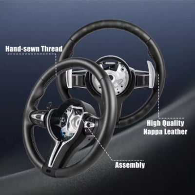 Volant Cuir Sport BMW Série 1 3 5 7 X5 X6 F30 F10 - vue de profil - Becquet Voiture