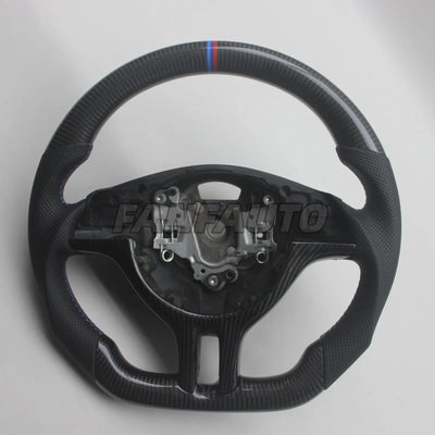 Volant Fibre de Carbone Cuir BMW E46 Série 3 1997-2006 - vue de dessus - Becquet Voiture