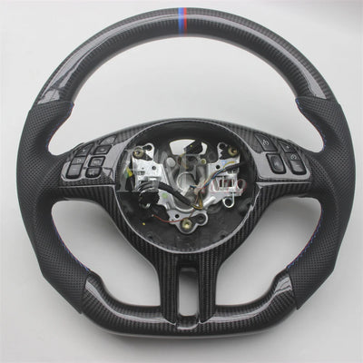 Volant Fibre de Carbone Cuir BMW E46 Série 3 1997-2006 - vue de face - Becquet Voiture