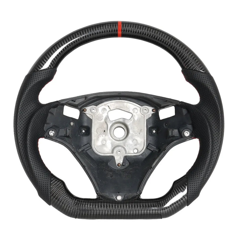 Volant Fibre de Carbone Cuir BMW E90 E92 E93 2005-2012 - vue de trois-quarts 2 - Becquet Voiture