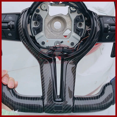 Volant Fibre de Carbone Logo M BMW F30 F10 F20 E90 - vue arrière - Becquet Voiture