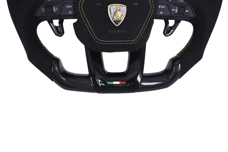 Lamborghini Urus Lenkrad Carbon Alcantara LED Personalisiert - Dreiviertelansicht - Becquet Voiture