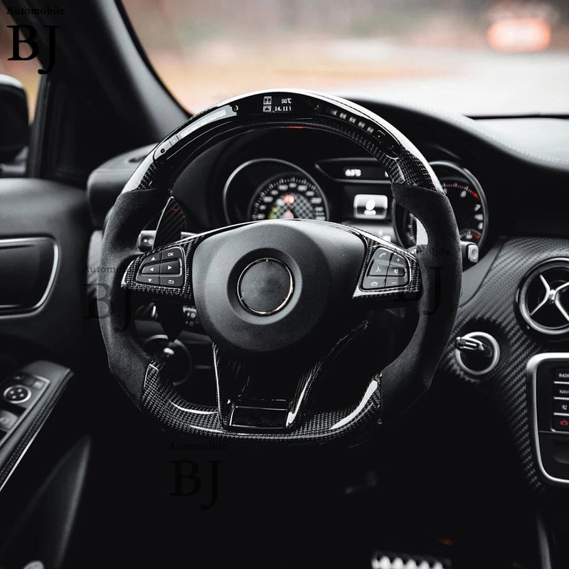 Volant LED Carbone Mercedes AMG 2015-2018 - vue de profil - Becquet Voiture