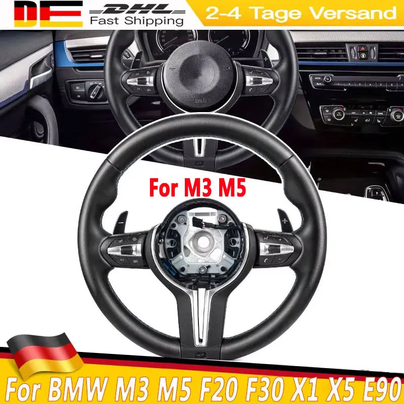 Volant M Sport Cuir BMW M3 M5 Séries F E90 avec Palettes - vue de face - Becquet Voiture