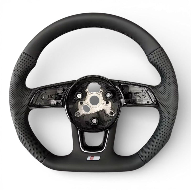 Flat-Bottom Performance Steering Wheel Audi A3 S3 8V Leather Alcantara 2012-2020 - studio packshot 2 - Becquet Voiture