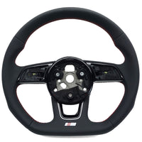 Flat-Bottom Performance Steering Wheel Audi A3 S3 8V Leather Alcantara 2012-2020 - rear view - Becquet Voiture