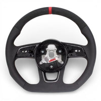 Flat-Bottom Performance Steering Wheel Audi A3 S3 8V Leather Alcantara 2012-2020 - three-quarter view - Becquet Voiture