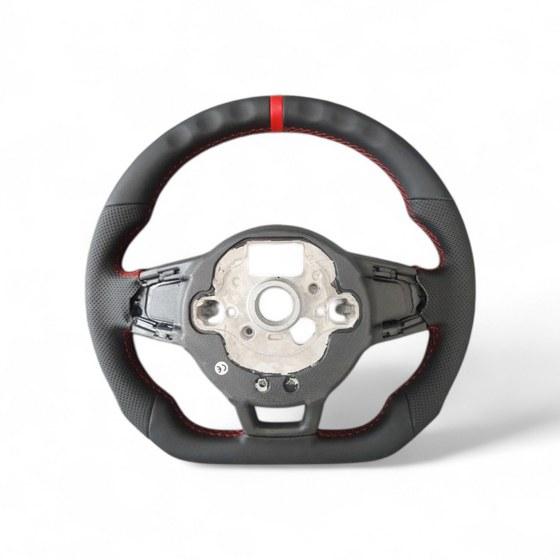 Volant Méplat Performance VW Golf 7 Cuir Carbone - vue de trois-quarts - Becquet Voiture