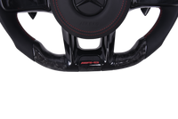 Volant Mercedes AMG 2014-2022 Cuir Alcantara Carbone Forgé - vue de trois-quarts - Becquet Voiture