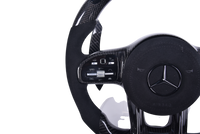 Mercedes AMG Carbon Alcantara LED Steering Wheel 2014-2022 - fitted on vehicle - Becquet Voiture