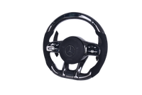 Mercedes AMG Carbon Alcantara LED Steering Wheel 2014-2022 - close-up view - Becquet Voiture