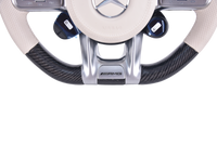 Mercedes AMG Leather Alcantara Carbon Steering Wheel 2014-2022 - three-quarter view - Becquet Voiture