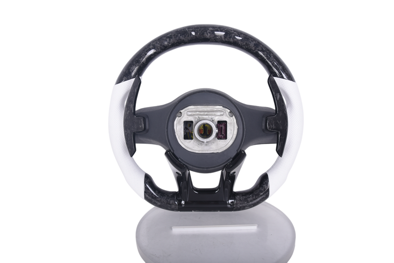 Volant Mercedes AMG Cuir Blanc Carbone 2014-2022 - vue de dessus - Becquet Voiture