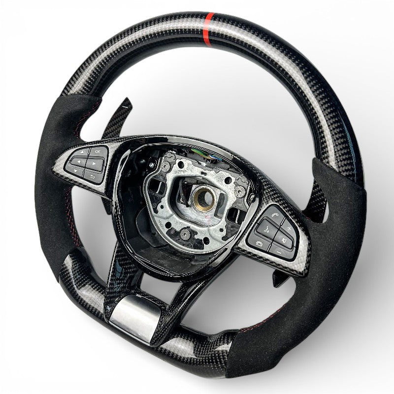 Carbon-Sportlenkrad Mercedes-Benz S-Klasse W222 2013–2020 - Dreiviertelansicht - Becquet Voiture