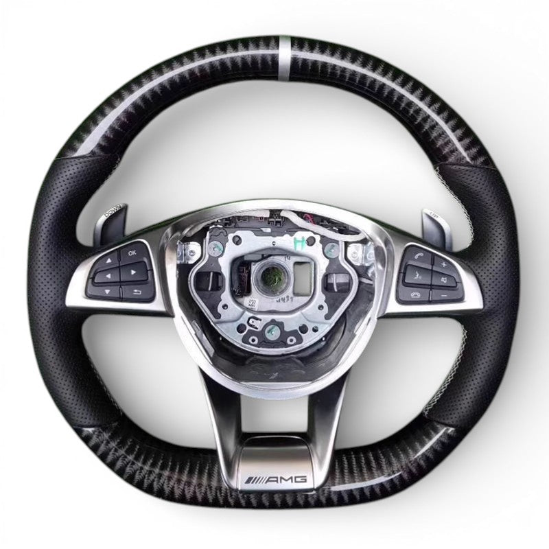 Performance-Lenkrad Carbon Mercedes E-Klasse W213 Leder 2016–2023 - Nahansicht 2 - Becquet Voiture