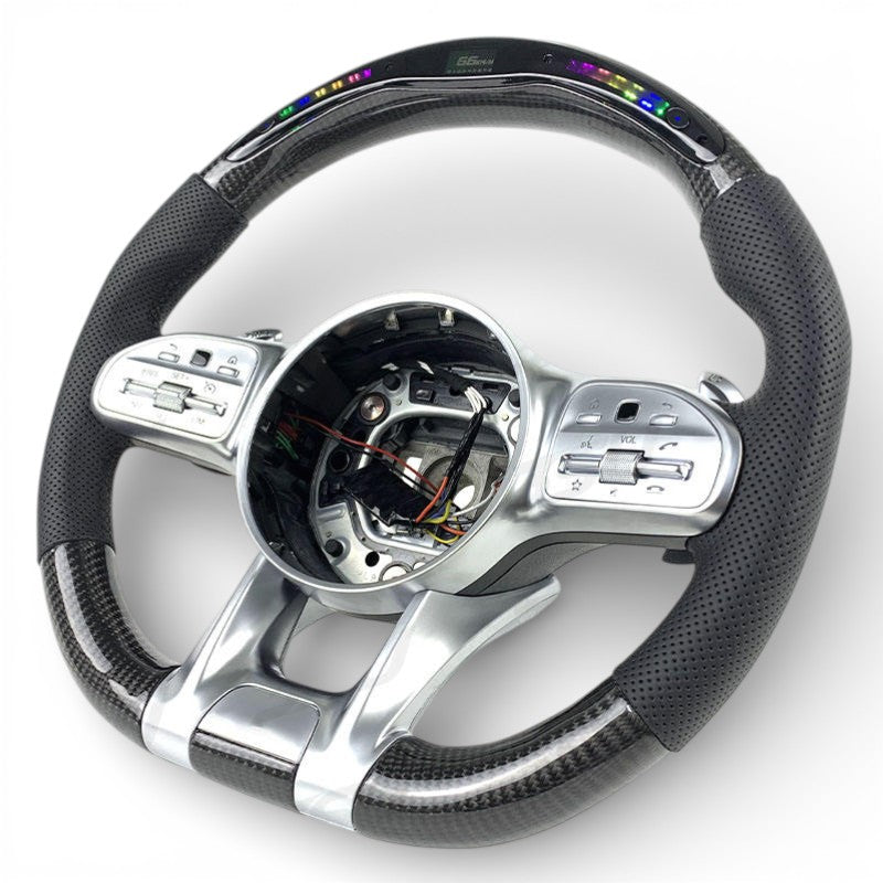 Carbon Performance Steering Wheel Mercedes GLA H247 AMG Pack Leather Alcantara 2020-2025 - rear view 3 - Becquet Voiture