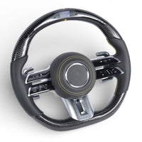 Carbon Performance Steering Wheel Mercedes GLA H247 AMG Pack Leather Alcantara 2020-2025 - close-up view 2 - Becquet Voiture