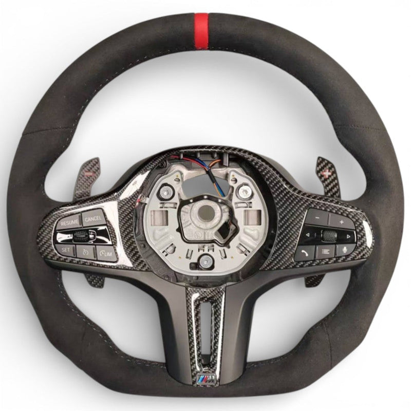 M Performance Lenkrad Paket BMW 2er G42 M2 G87 Alcantara Carbon - Dreiviertelansicht - Becquet Voiture