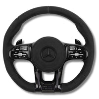 Volant Sport AMG Mercedes W205 Cuir Alcantara - détail du montage - Becquet Voiture