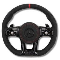 Volant Sport AMG Mercedes W205 Cuir Alcantara - vue rapprochée - Becquet Voiture