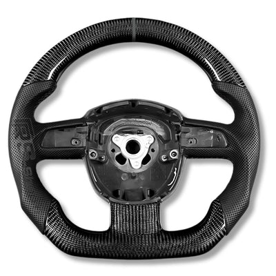 Volant Sport Audi A3 8P A4 B7 Carbone Cuir - détail du montage 2 - Becquet Voiture