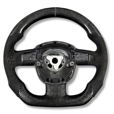 Volant Sport Audi A3 8P A4 B7 Carbone Cuir - détail du montage - Becquet Voiture