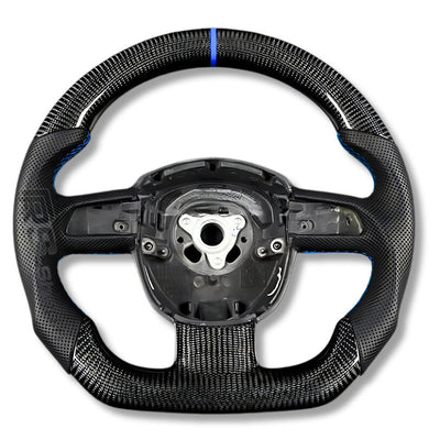 Volant Sport Audi A3 8P A4 B7 Carbone Cuir - en situation - Becquet Voiture