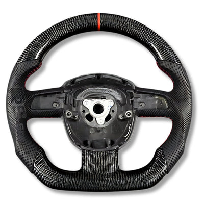 Volant Sport Audi A3 8P A4 B7 Carbone Cuir - installé sur véhicule 2 - Becquet Voiture
