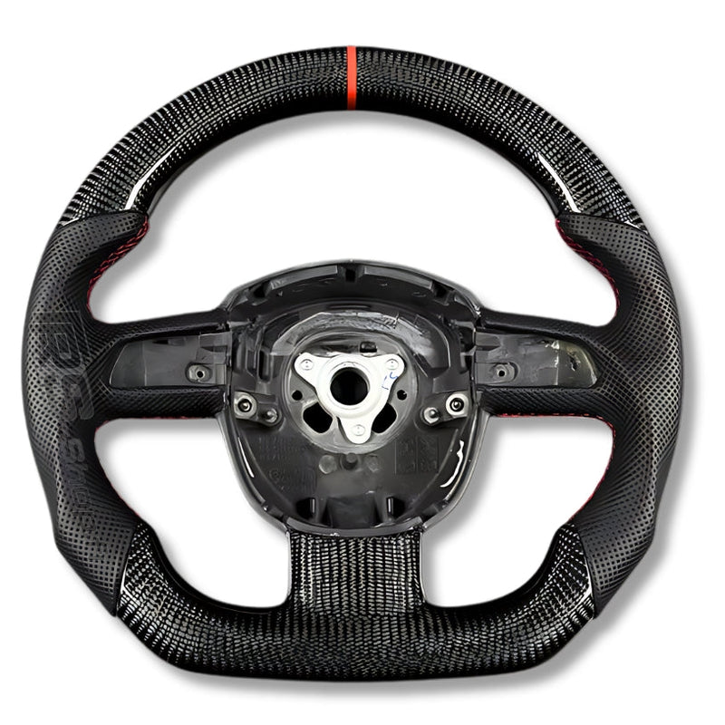 Volant Sport Audi A3 8P A4 B7 Carbone Cuir - installé sur véhicule 2 - Becquet Voiture