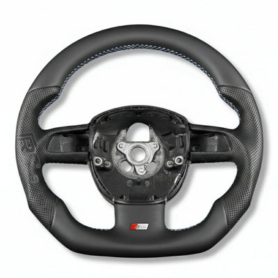 Volant Sport Audi A3 8P A4 B7 Carbone Cuir - installé sur véhicule 3 - Becquet Voiture