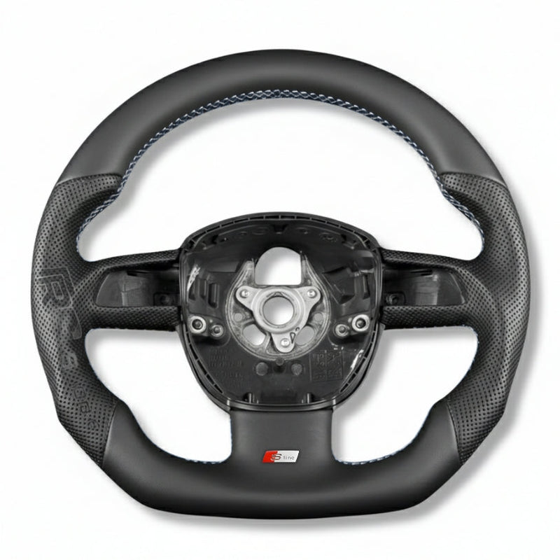 Volant Sport Audi A3 8P A4 B7 Carbone Cuir - installé sur véhicule 3 - Becquet Voiture