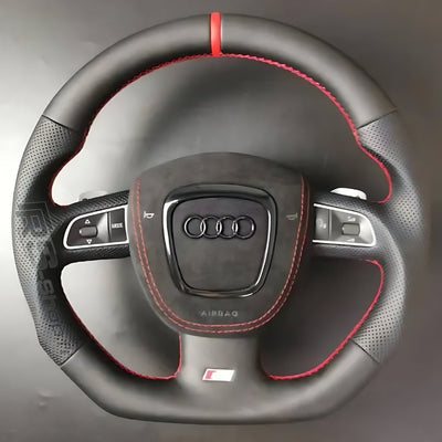Volant Sport Audi A3 8P A4 B7 Carbone Cuir - installé sur véhicule - Becquet Voiture