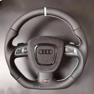 Volant Sport Audi A3 8P A4 B7 Carbone Cuir - packshot studio - Becquet Voiture